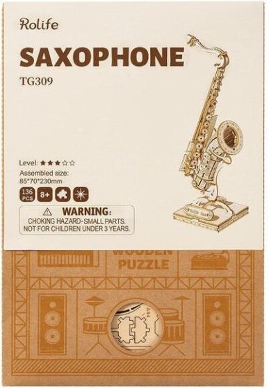 Actual product image Robotime Rolife 3D wooden puzzle saxophone 136 pieces (136 pieces)