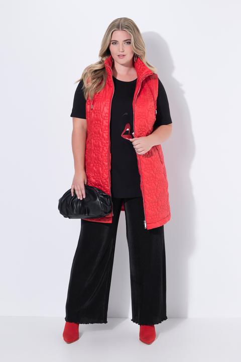 Produktbild Miamoda Long-Steppweste, Blumen-Steppmuster, Kapuze, 2-Wege-Zipper (48)