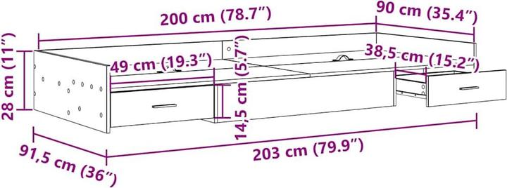 Actual product image vidaXL Plattformbett (90 x 200 cm)
