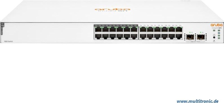 Productafbeelding HPE Aruba Switch 1830 24G 2SFP 24xGBit/2xSFP (12xPoE/195W) JL813A (24 Havens)