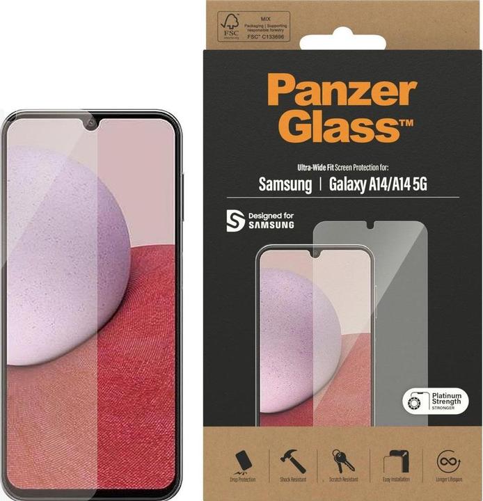 Immagine prodotto PanzerGlass Ultra-Wide Fit (1 pz., Samsung Galaxy A14, Samsung Galaxy A14 5G)