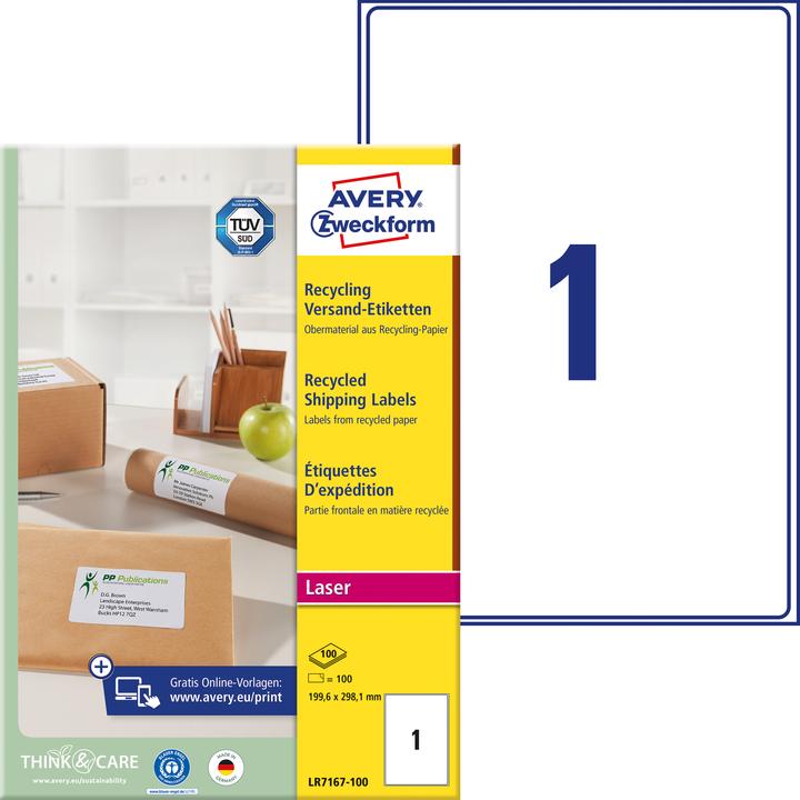Actual product image Avery Recycling shipping labels