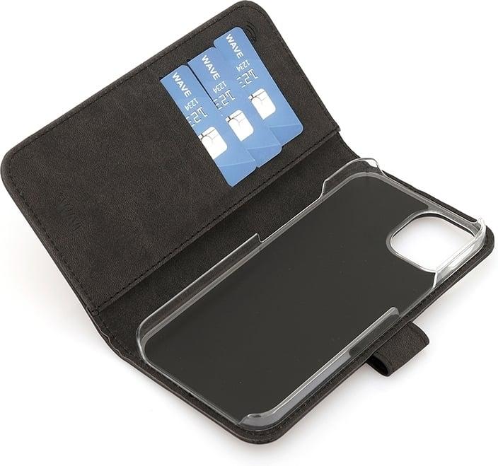 Actual product image Wave Flap BookCase -suojakotelo, iPhone 13, musta (Apple iPhone 13)