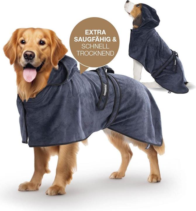 Produktbild Fluffino Bademantel Beige / Blau, S (S, Hundebademantel)