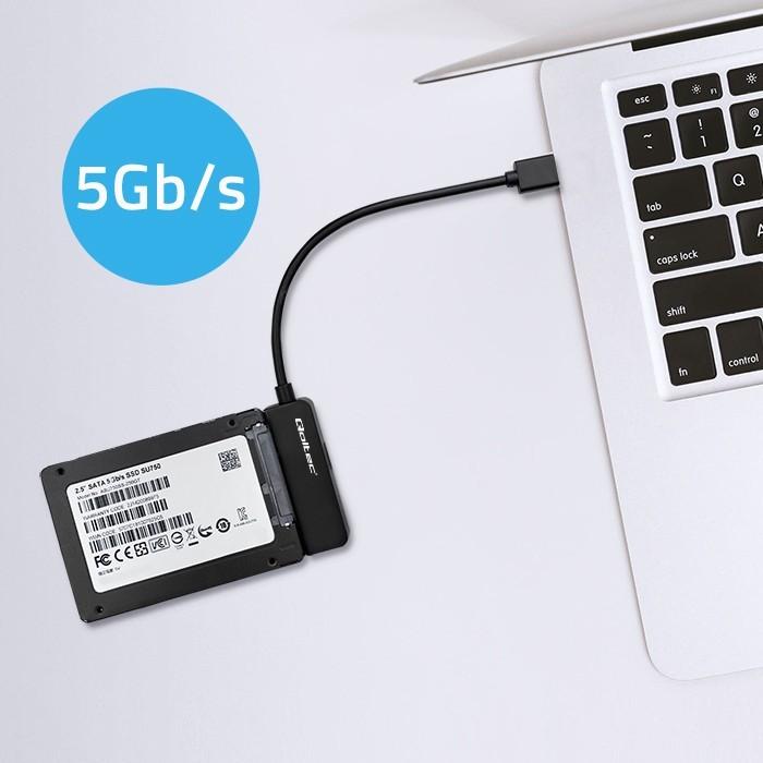 Actual product image Qoltec SATA adapter SSD HDD 2.5 inch, USB 3.0, 2TB