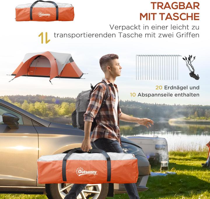 Actual product image Outsunny Tunnelzelt Polyester Orange (Tunnel tent, 6 persons)