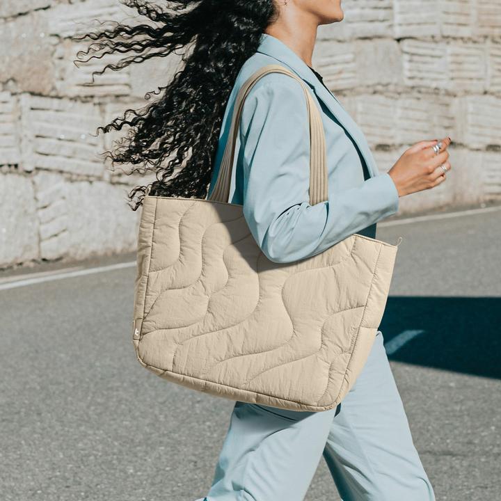 Actual product image tomtoc Terra-T38 Puffy Laptop Tote Bag, 13.5L, beige (16")