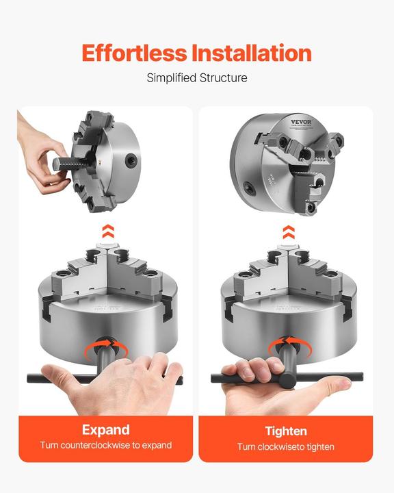 Actual product image Vevor Self-Centering Lathe Chuck