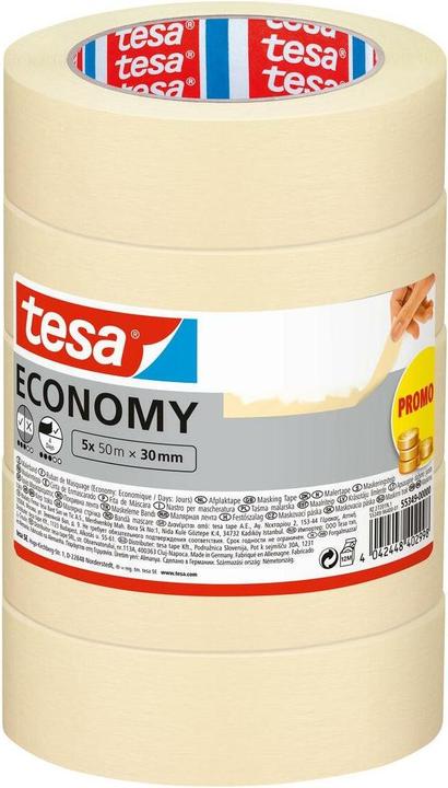 tesa 5x Malerband ECONOMY Abdeckband, Fünferpack (30 mm)