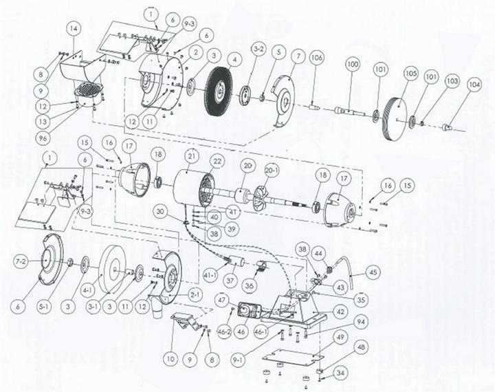 Produktbild Proton Doppelschleifmaschine DSB-200T mit Bürste, Achsenverlängerung und Polierscheibe (Doppelschleifer, 460 W)