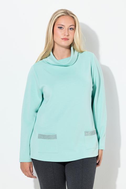 Produktbild Ulla Popken Sweatshirt, Ziersteintaschen, Boxy, Stehkragen, Langarm (42, 44)