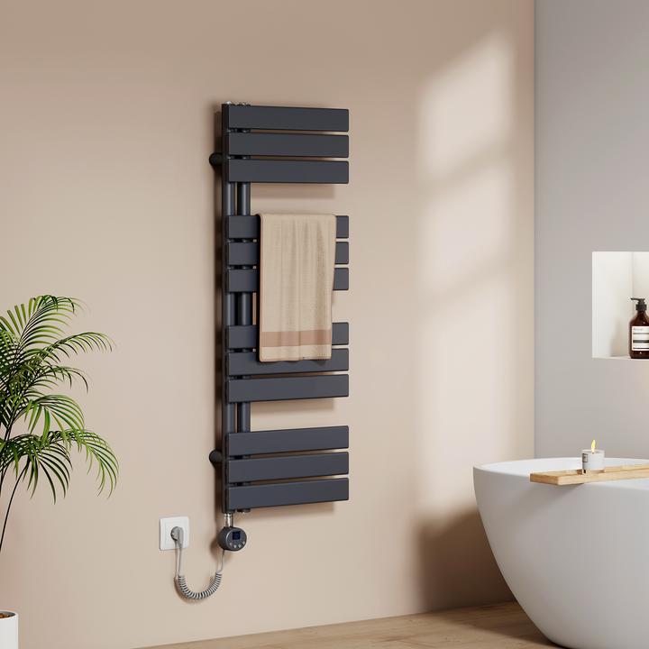Actual product image Emke Electric Towel Warmer with Heating Rod and Timer, Anthracite 1041x400mm 400W