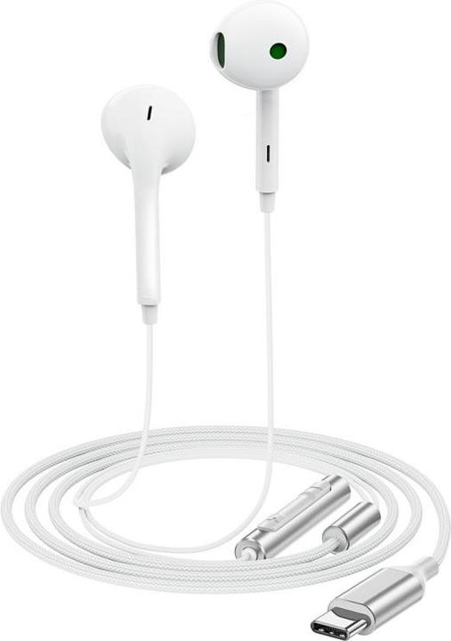 Actual product image Acefast - Wired Earphones (L7) - Type-C, Half-In-ear, with HD Microphone, Flexible, 1.2m - White (Cable)