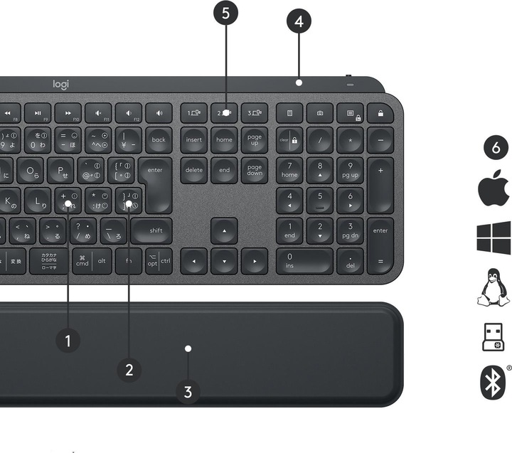 Produktbild Logitech MX Keys (Eng. Int., Kabellos)