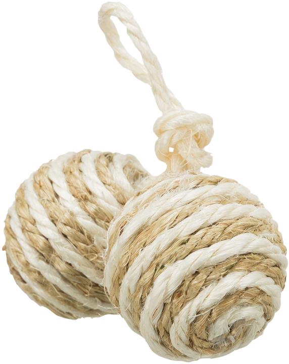 Produktbild Trixie 2 Bälle am Seil Sisal D=4.5cm (Ballspielzeug Katze)