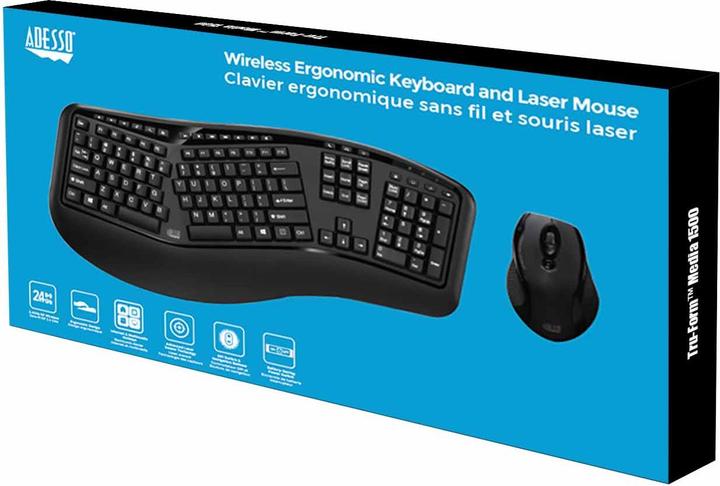 Produktbild Adesso TruForm pro™ Wireless Ergonomic Keyboard and Laser Mouse (US, Kabellos)