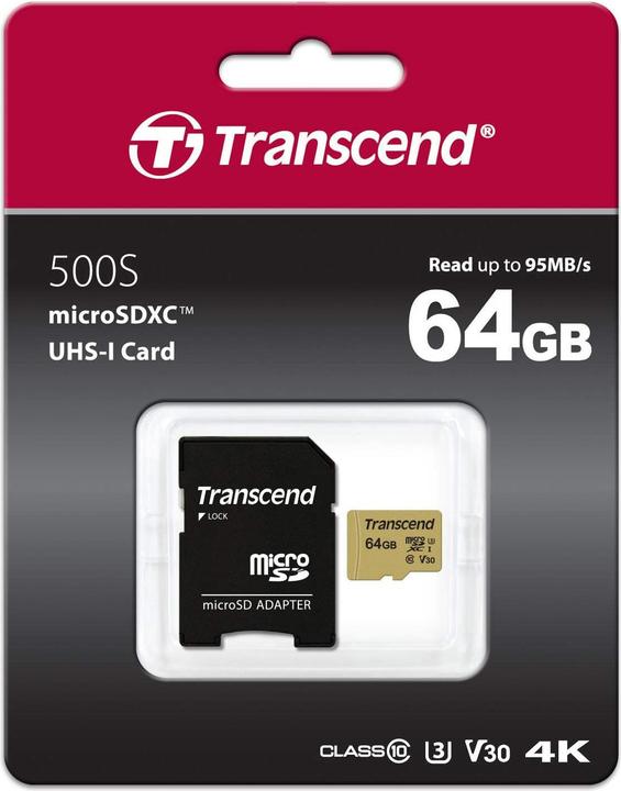Produktbild Transcend 64GB UHS-I U3 SD CARD (64 GB, microSDXC, U3, UHS-I)