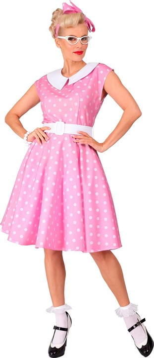 Produktbild Widmann 50er JAHRE ROCK'N'ROLL MODE ROSA (Kleid mit Petticoat, Gürtel, Haarband), L (L)
