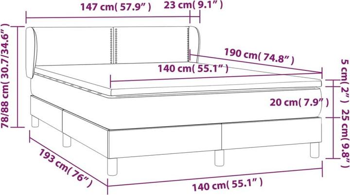 Actual product image vidaXL Boxspringbett (140 x 190 cm)