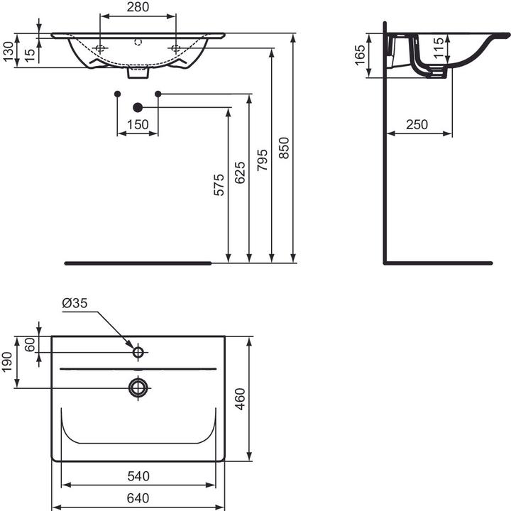 Produktbild Ideal Standard Mbel-Waschtisch Connect Air 64 cm wei E028901 (460 mm, 640 mm)