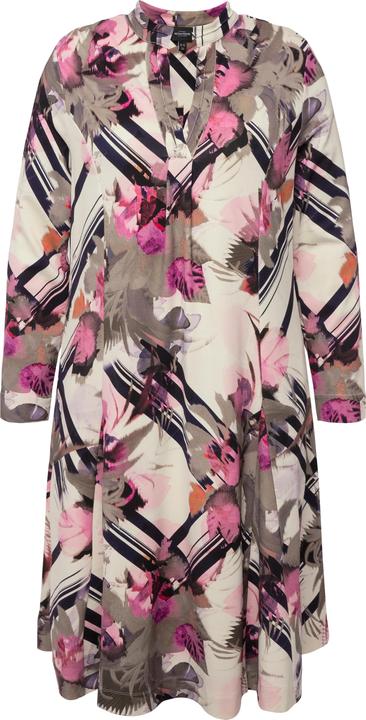 Ulla Popken Midikleid, Punto di Roma, Tunika-Ausschnitt, Langarm