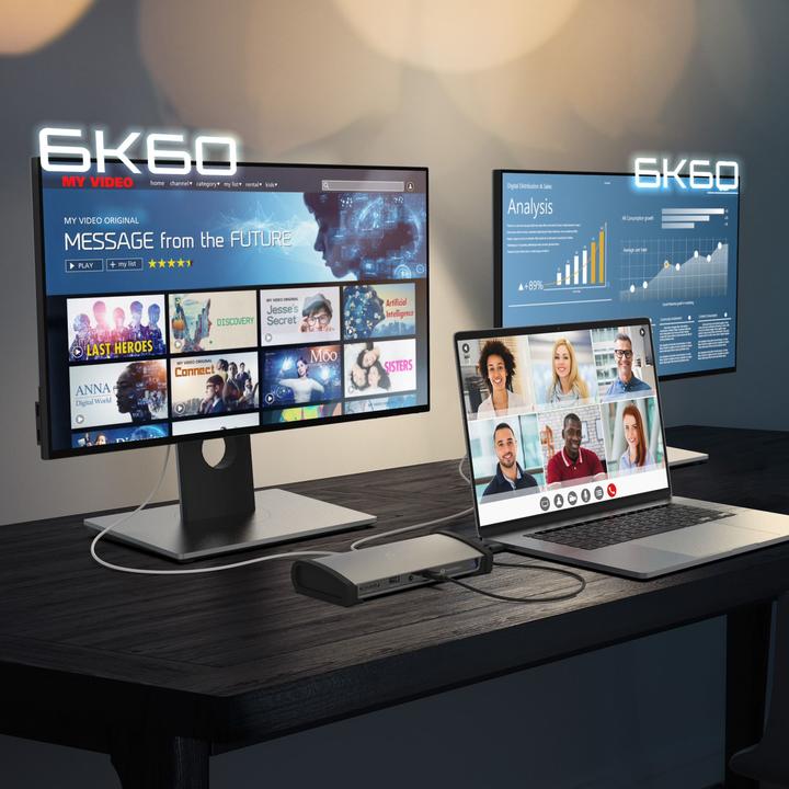 Produktbild j5Create JTD562-FN Docking station 8K Thunderbolt™ 4 - UE, Cablato, Thunderbolt 4, 96 W, 3,5 mm, 10 (USB-C)