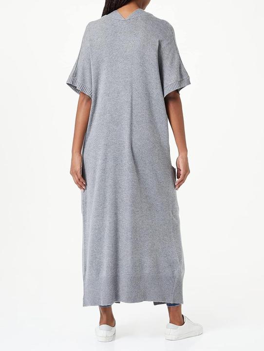 Produktbild True Religion Damen Lang Stehkragenloser Strickweste Grau Melange (XS)
