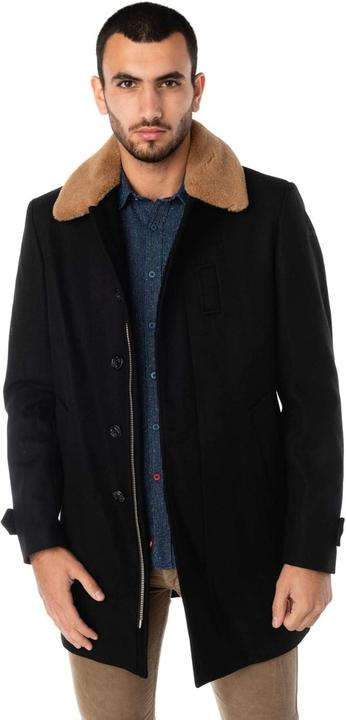 Actual product image Schott Nyc Maverick Wool Coat with Removable Collar and Two Inside Pockets (M)