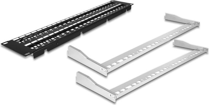 Produktbild Delock 48,30cm (19") Keystone Patchpanel 48 Port mit Entlastungsschienen 2 HE schwarz