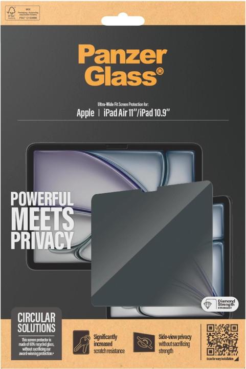 Actual product image PanzerGlass Privacy Screen Protector (1 pcs., Apple iPad 2022 (10th Gen), Apple iPad 2025 (11th gen), Apple iPad Air 11 2024, Apple iPad Air 11 2025)