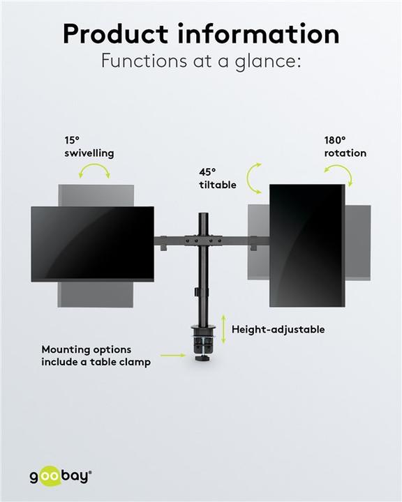 Actual product image Goobay Doppel-Monitorhalterung (Table, 32", 9 kg)