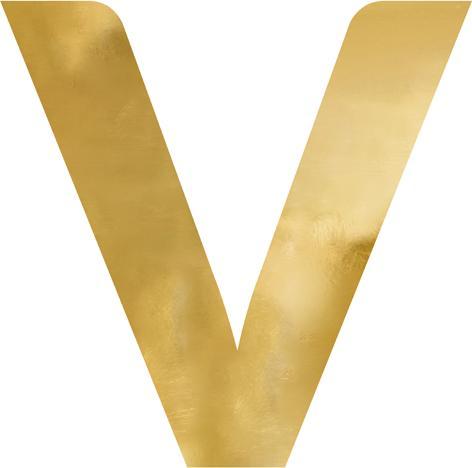 Actual product image Partydeco Mirror letter "V", gold, 61x60 cm (1 pkt / 1 pc.) (1 Piece)