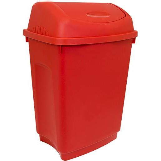 RS PRO Plastica con coperchio pieghevole 50L Red Bin, Pattumiera, Rosso