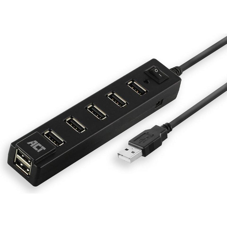 ACT AC6215 (USB-A, 7 Ports), Dockingstation + USB Hub, Schwarz