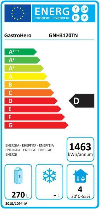 Energie-Label Gastro Hero Kühltisch ECO / - / (400 l)