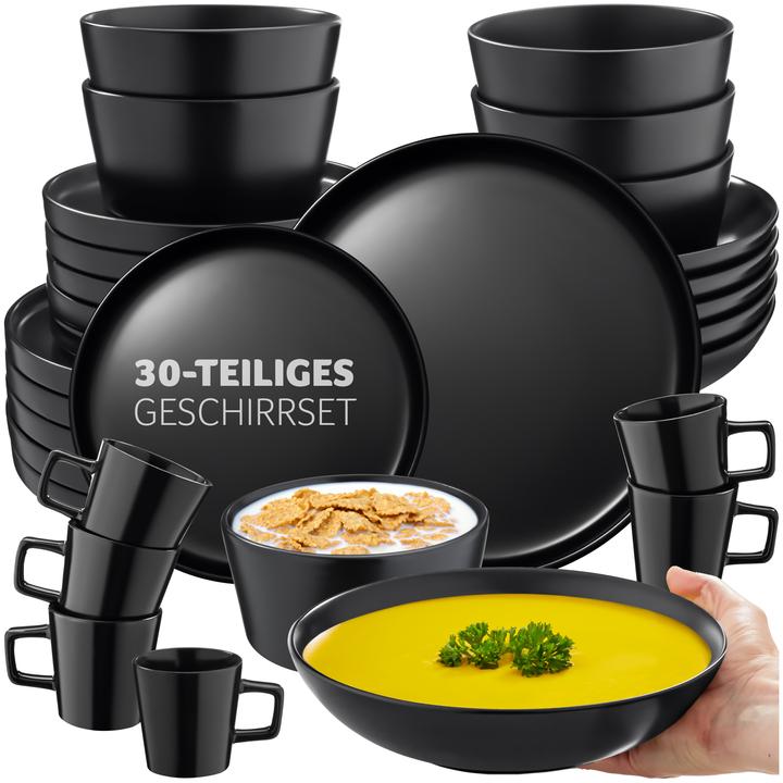 Produktbild tectake Geschirrset Una, aus Steingut, für 6 Personen (30 Stück)