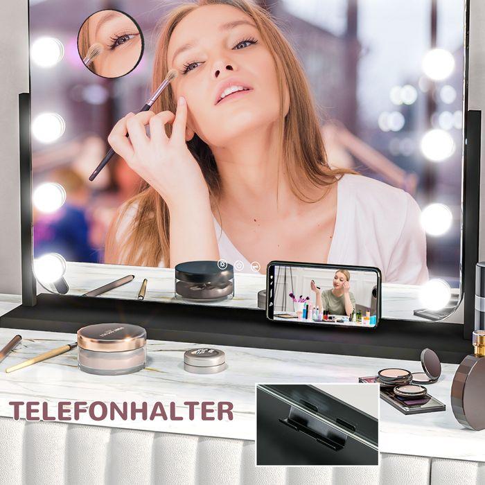 Actual product image Swisshandel24 LED vanity mirror, 3 light modes, dimmable, touch control, USB, 62.5x49.5cm, black