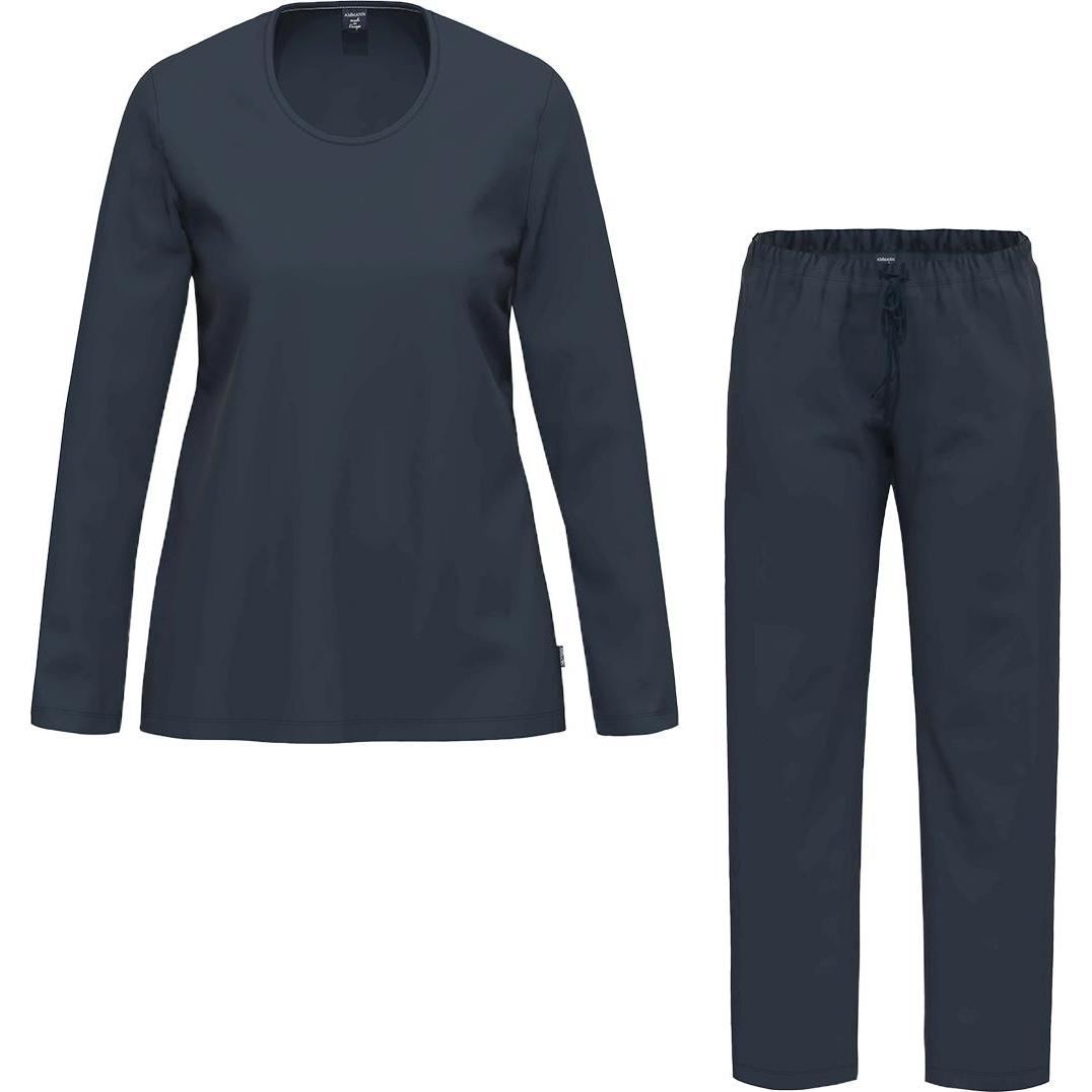 Ammann, Damen, Pyjama, Organic Cotton Schlafanzug Langarm, Blau, (48)