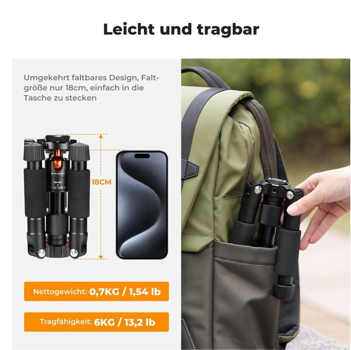 Actual product image K&F Concept S225A0+BH-25L Desktop Mini Tripod for Camera (Metal)