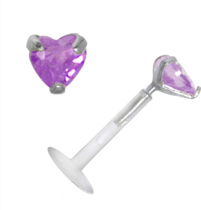 Image du produit Bijouteria Piercing pour lèvre/Tragus (Zircone, Bioplastique, Argent 925)