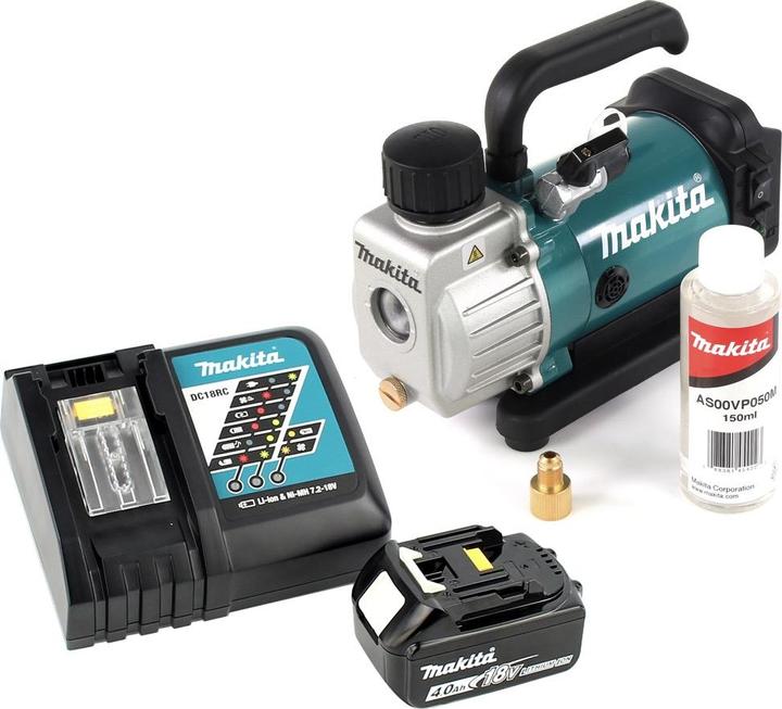 Actual product image Makita DVP 180 RM1 Pompe à vide sans fil 18 V + 1x Battery BL 1840 4,0 Ah + Chargeur DC 18 RC