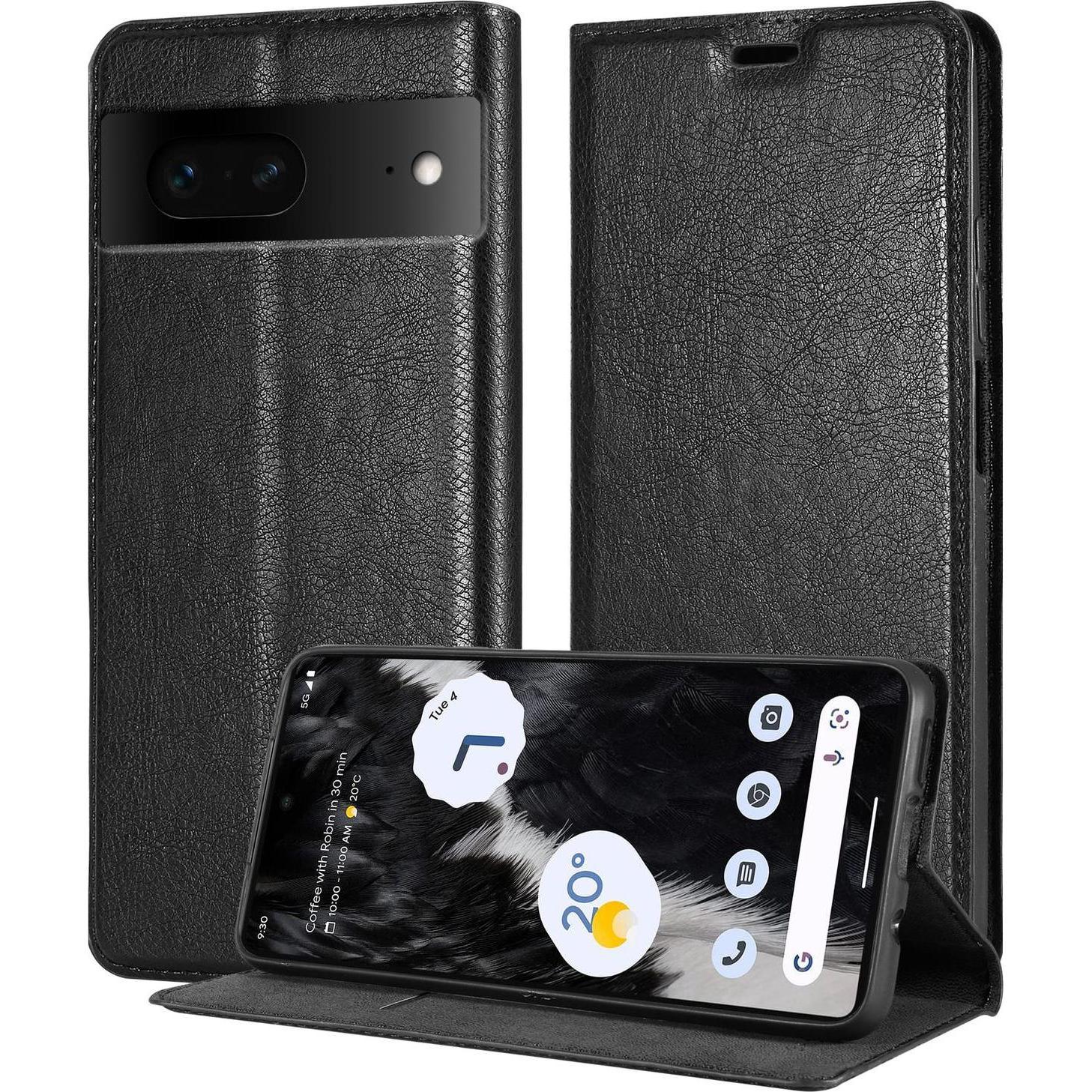 Cadorabo Invisible Book Hülle für Google PIXEL 7 mit Magnet (Google Pixel 7), Smartphone Hülle, Schwarz