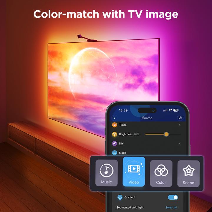 Actual product image Govee Envisual TV Backlight (Warm white, RGBIC, 360 cm, Indoor)