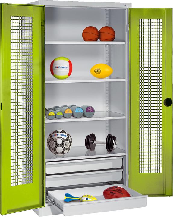 Immagine prodotto C+P Armadio per attrezzature sportive con cassetti (HxLxP: 195x120x50 cm, con ante a battente forate