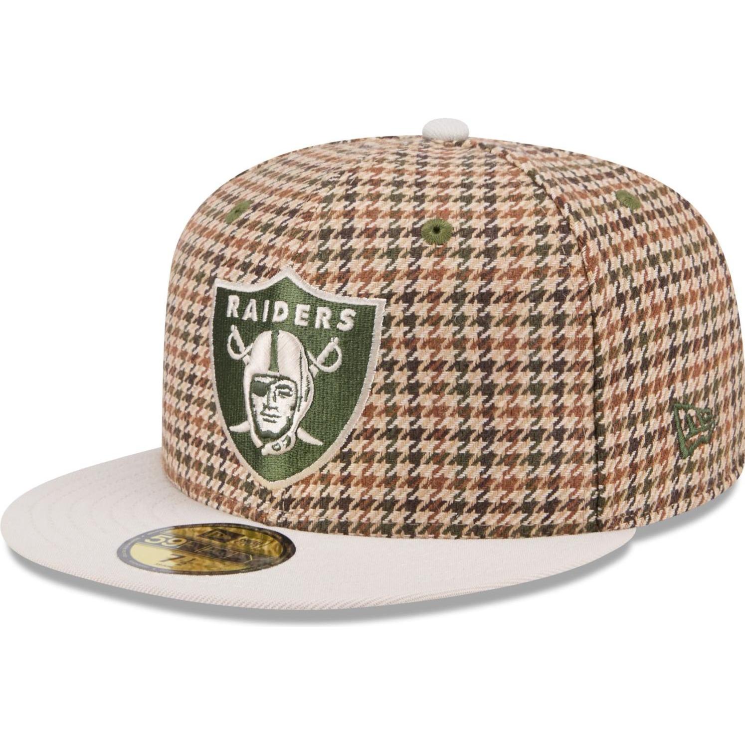 New Era, Herren, Cap, 59Fifty Cap - HOUNDSTOOTH Las Vegas Raiders - 7 1/8, Beige, (7 1/8)