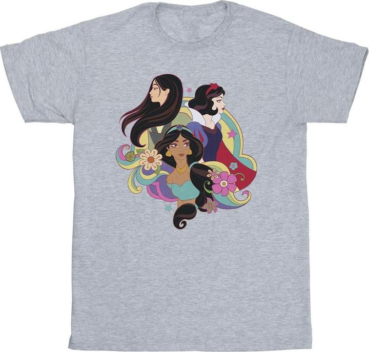 Actual product image Disney Girls Princess Mulan Jasmine Snow White Cotton T-Shirt (140, 146)