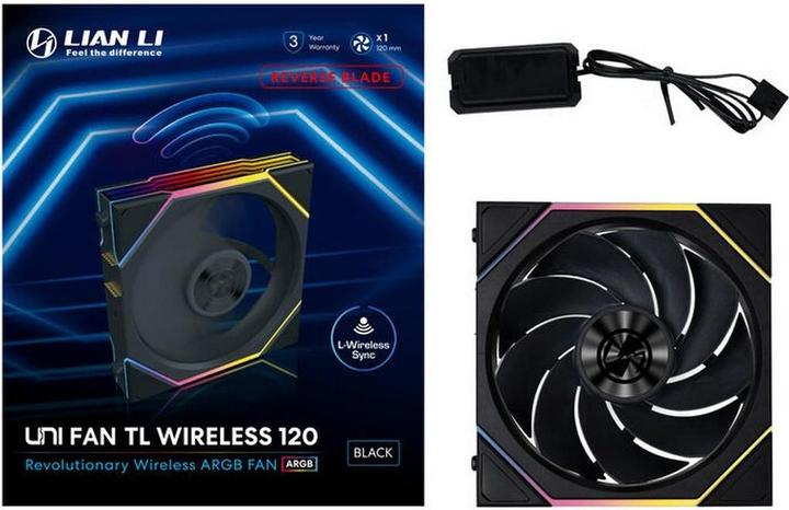 Produktbild Lian-Li UNI FAN TL Wireless Lüfter, ARGB, PWM - Reverse Blade, 120mm, schwarz (120 mm, 1 x)