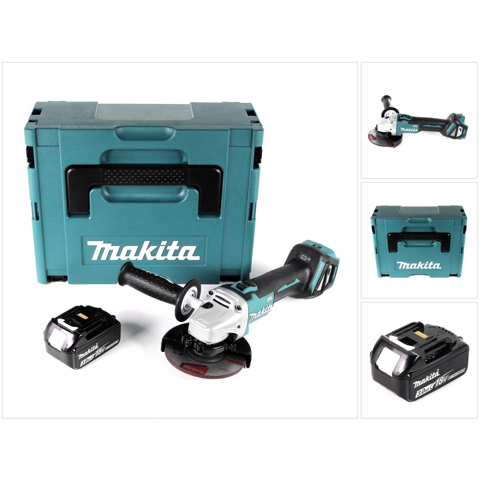 Makita, Winkelschleifer, DGA 511 F1J Akku Winkelschleifer 18V 125mm Brushless + 1x Akku 3,0Ah + Makpac - ohne Ladegerä (...