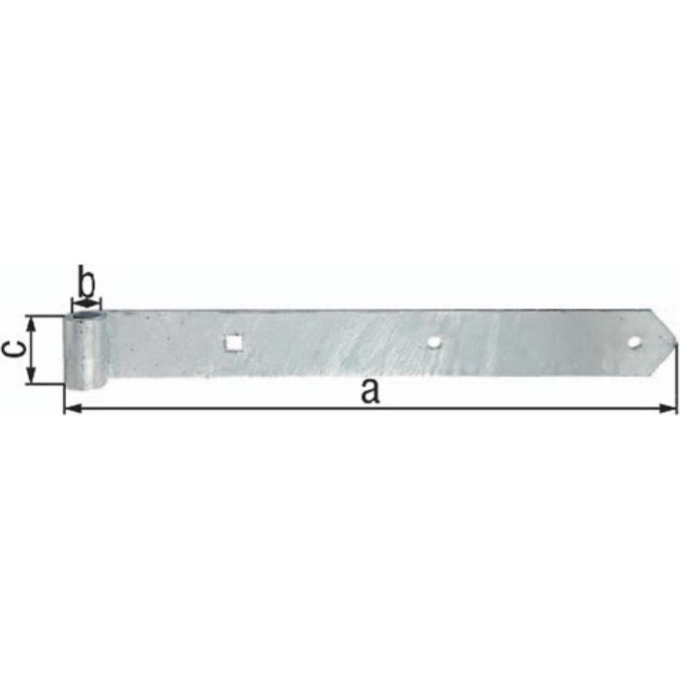 GAH, Türbeschlag + Scharnier, Ladenband Breite 60 mm Länge 1400 x 60 mm Stärke 8 mm Stahl feuerverzinkt Ø 20 mm abgerund...