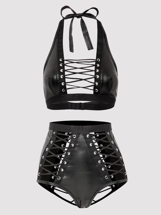 Image du produit Lovehoney Ensemble soutien-gorge Fierce avec laçage aspect cuir (M)